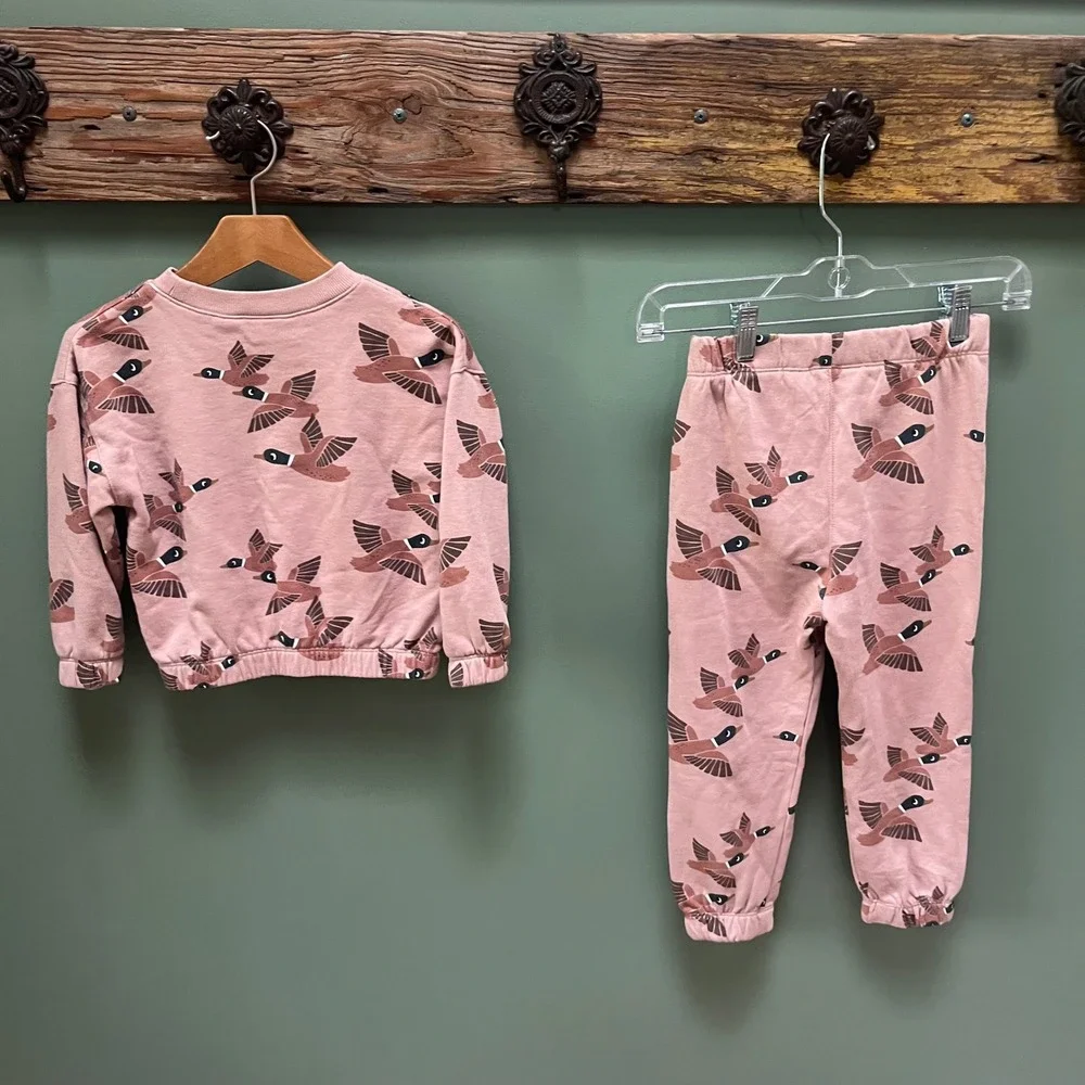 Zara Kids Pink Tiger Print Sweatshirt and Ribbed Leggings Set Size 5-6 Years